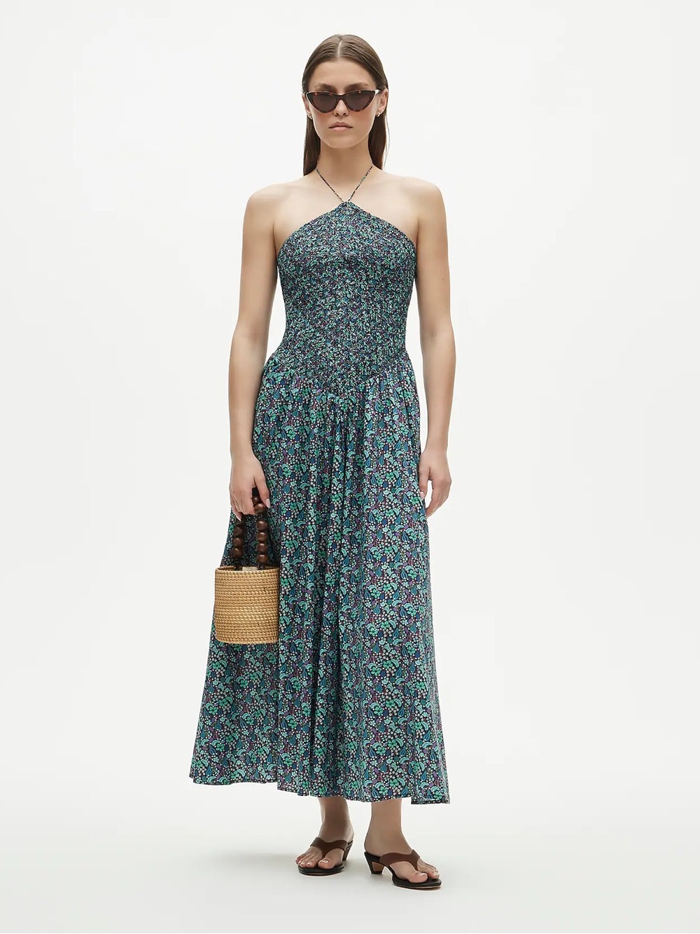 🆕{J. Crew} Liberty® Print Smocked Halter Dress in Fruitful Black Multi